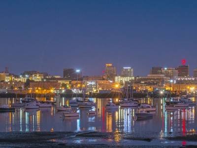 Portland Skyline Night Time, Portland, ME - POsu23