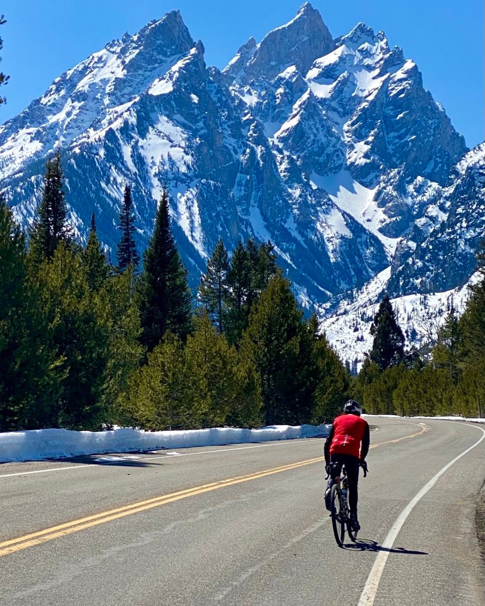 With ski season just about finished here in eastern Idaho we have started cycling season. Today we enjoyed a spectacular ride through Teton National Park. The Park Service clears the roads in early April, but no auto traffic is permitted until May 1, so a unique cycling month is possible. There were hundreds of people riding every type of bicycle on the park roads. #tetonnationalpark ##orcuttphotography.danstpeter.com #cyclinginnationalparks #bestofthegemstate